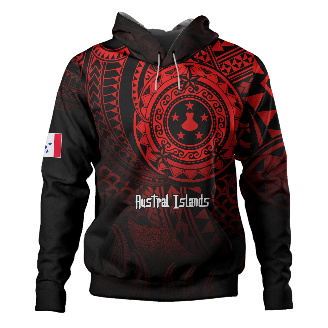 Austral Islands Hoodie Pearl Of The Pacific Red Polynesian Tattau