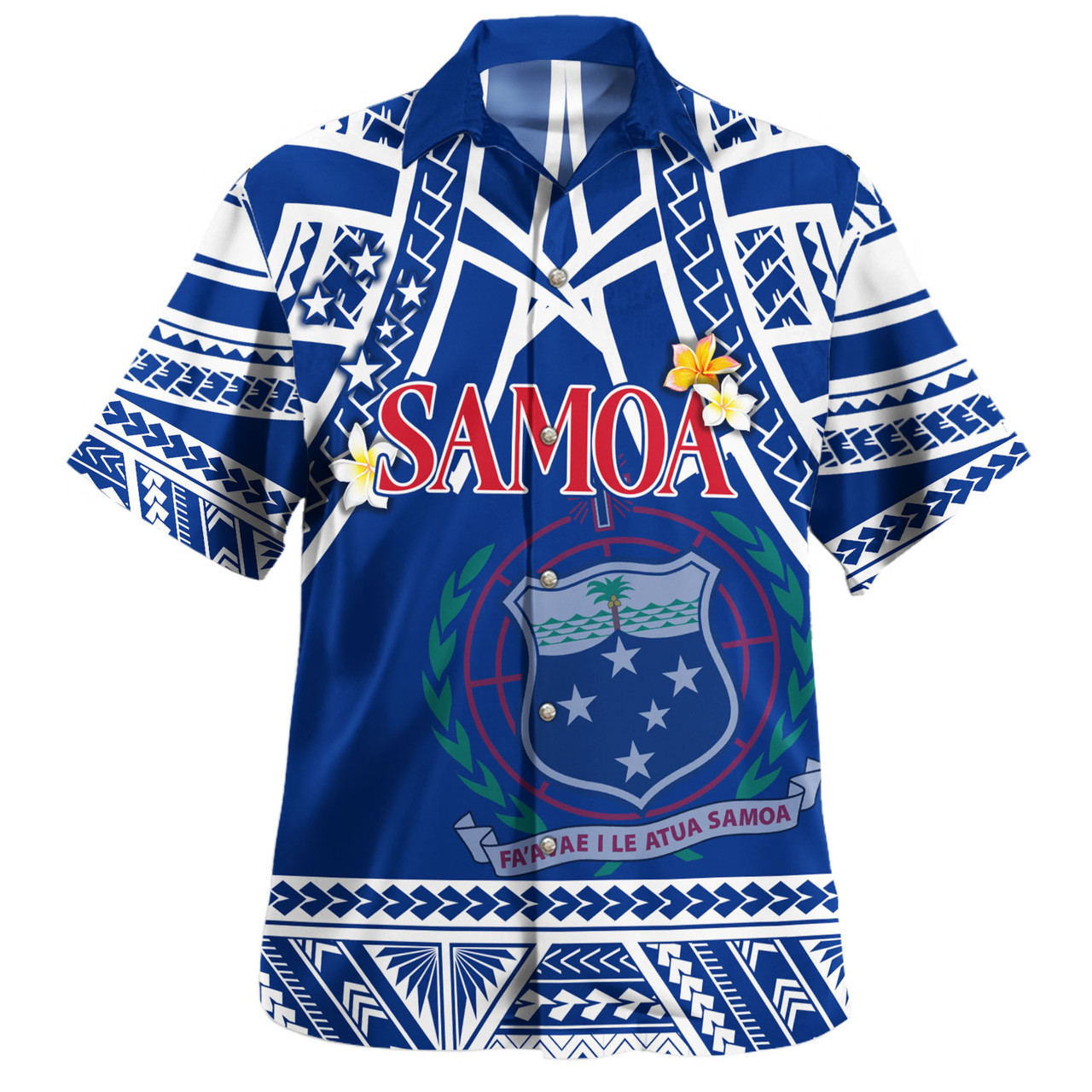 Samoa Custom Personalised Hawaiian Shirt Polynesian Plumeria Flowers Mix Tribal Patterns