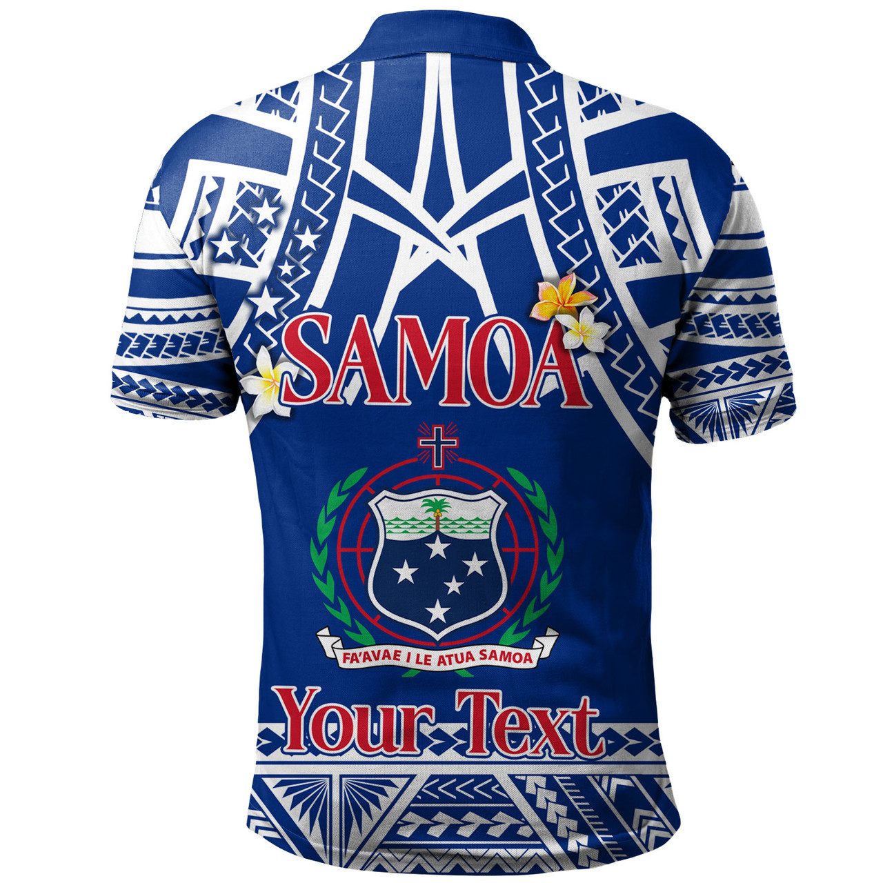 Samoa Custom Personalised Polo Shirt Polynesian Plumeria Flowers Mix Tribal Patterns