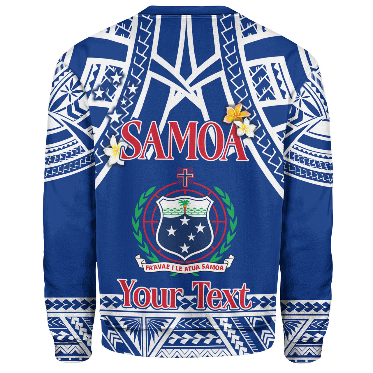 Samoa Custom Personalised Sweatshirt Polynesian Plumeria Flowers Mix Tribal Patterns