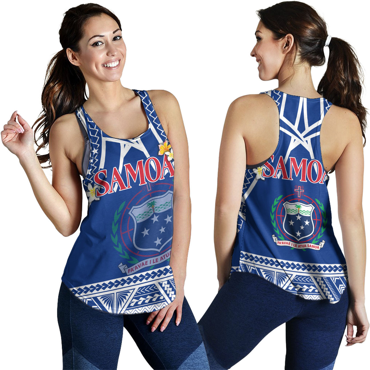 Samoa Custom Personalised Women Tank Polynesian Plumeria Flowers Mix Tribal Patterns