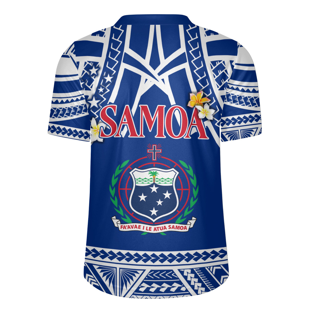 Samoa Custom Personalised Rugby Jersey Polynesian Plumeria Flowers Mix Tribal Patterns
