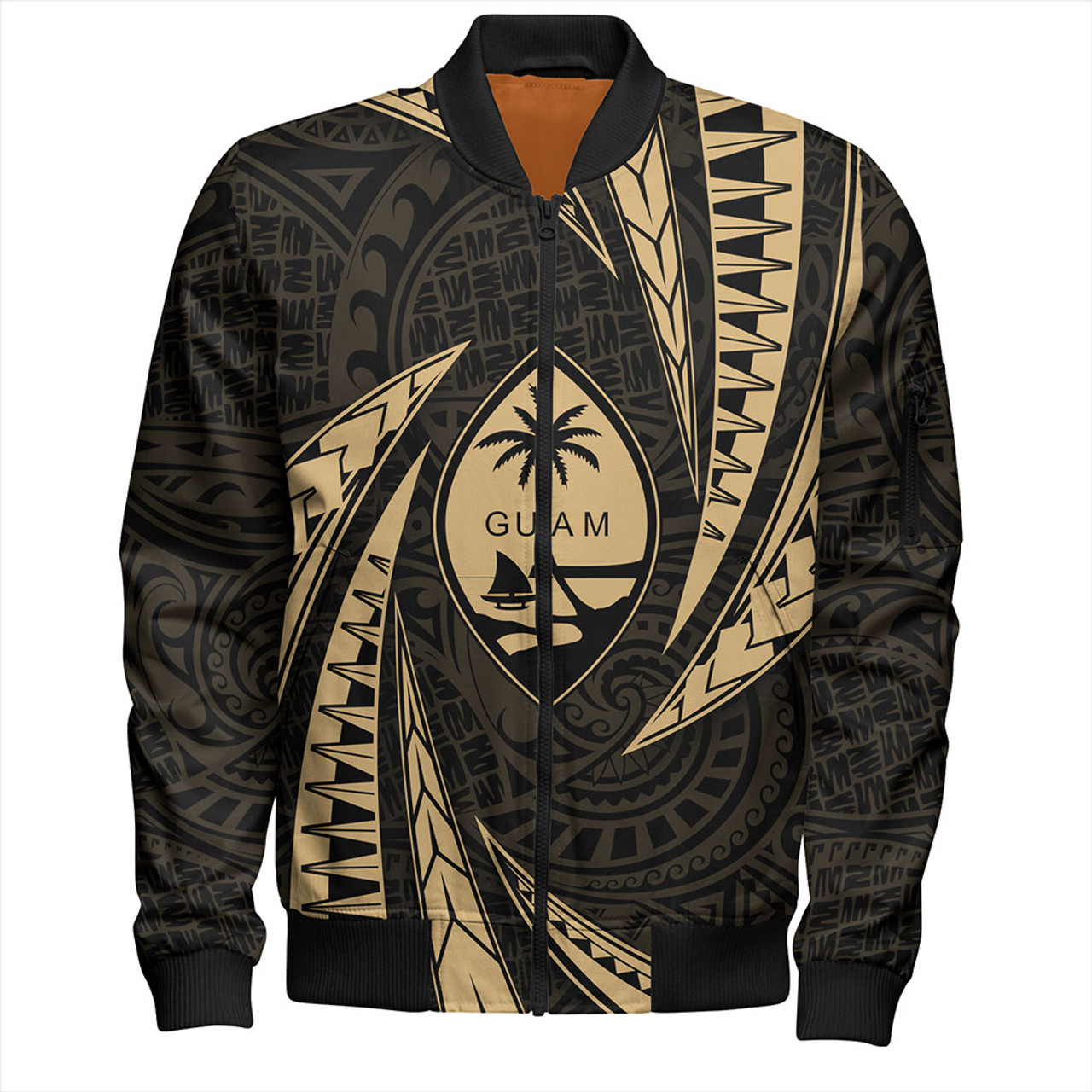 Guam Bomber Jacket Micronesian Tribal Wave