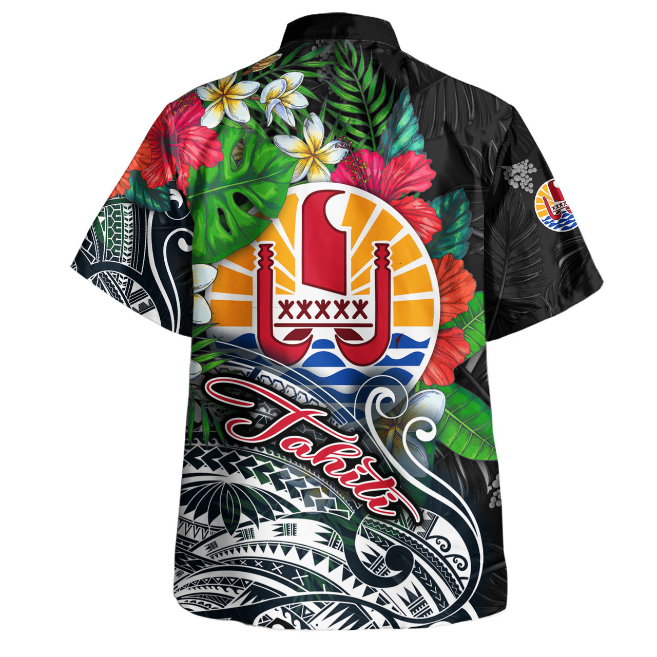 Tahiti Custom Personalised Hawaiian Shirt Hibiscus And Plumeria With Palm Branches Vintage Style