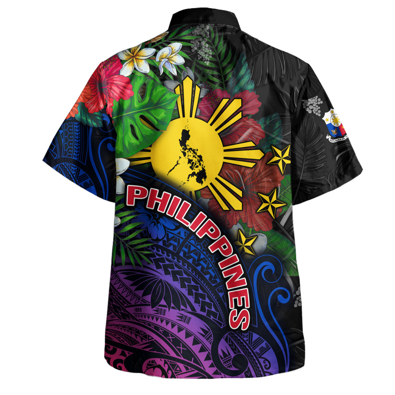 Philippines Filipinos Custom Personalised Hawaiian Shirt Hibiscus And Plumeria With Palm Branches Vintage Style