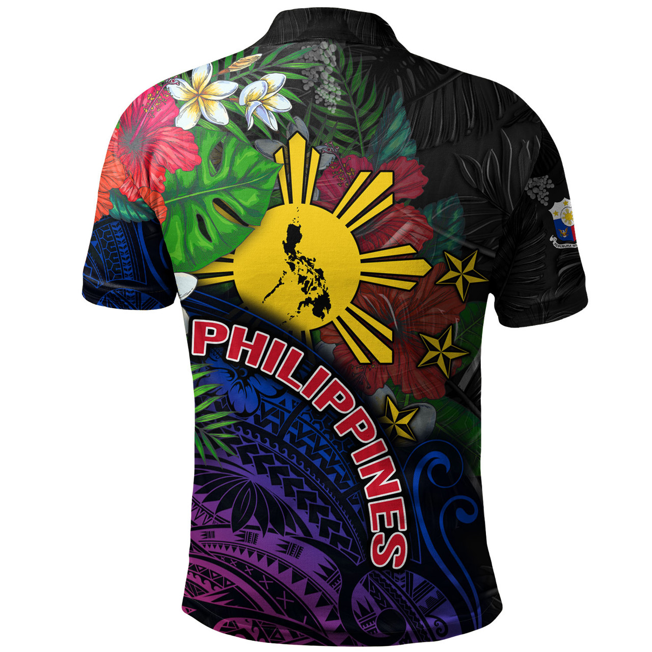 Philippines Filipinos Custom Personalised Polo Shirt Hibiscus And Plumeria With Palm Branches Vintage Style