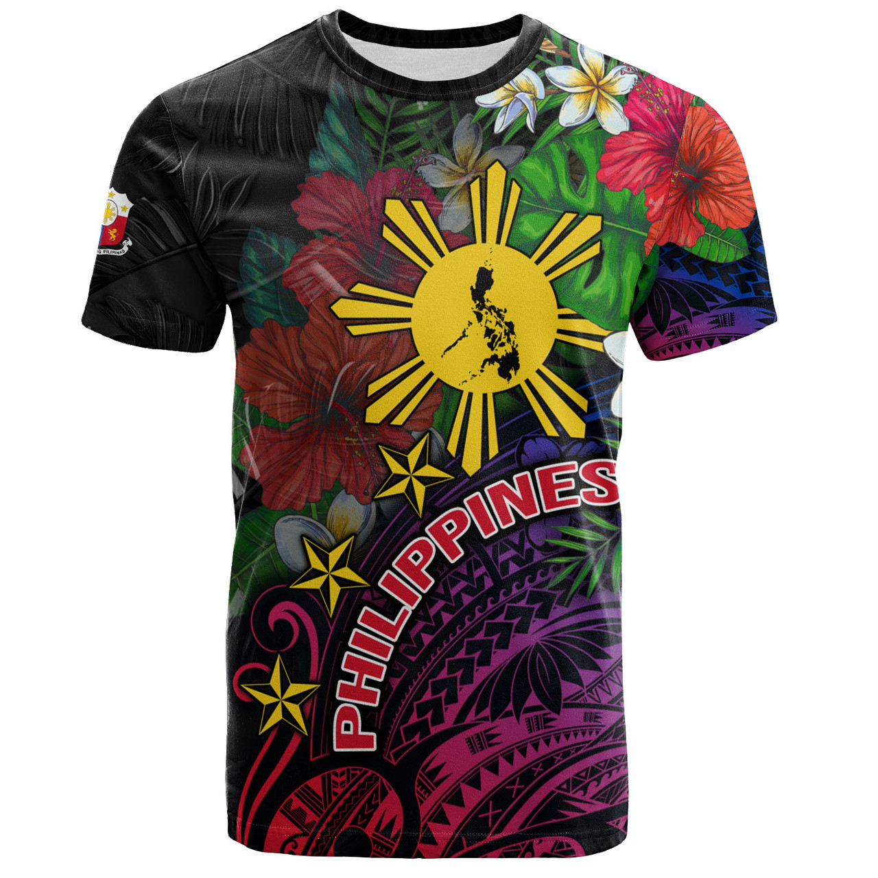Philippines Filipinos Custom Personalised T-Shirt Hibiscus And Plumeria With Palm Branches Vintage Style