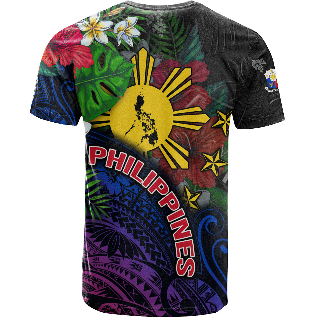 Philippines Filipinos Custom Personalised T-Shirt Hibiscus And Plumeria With Palm Branches Vintage Style