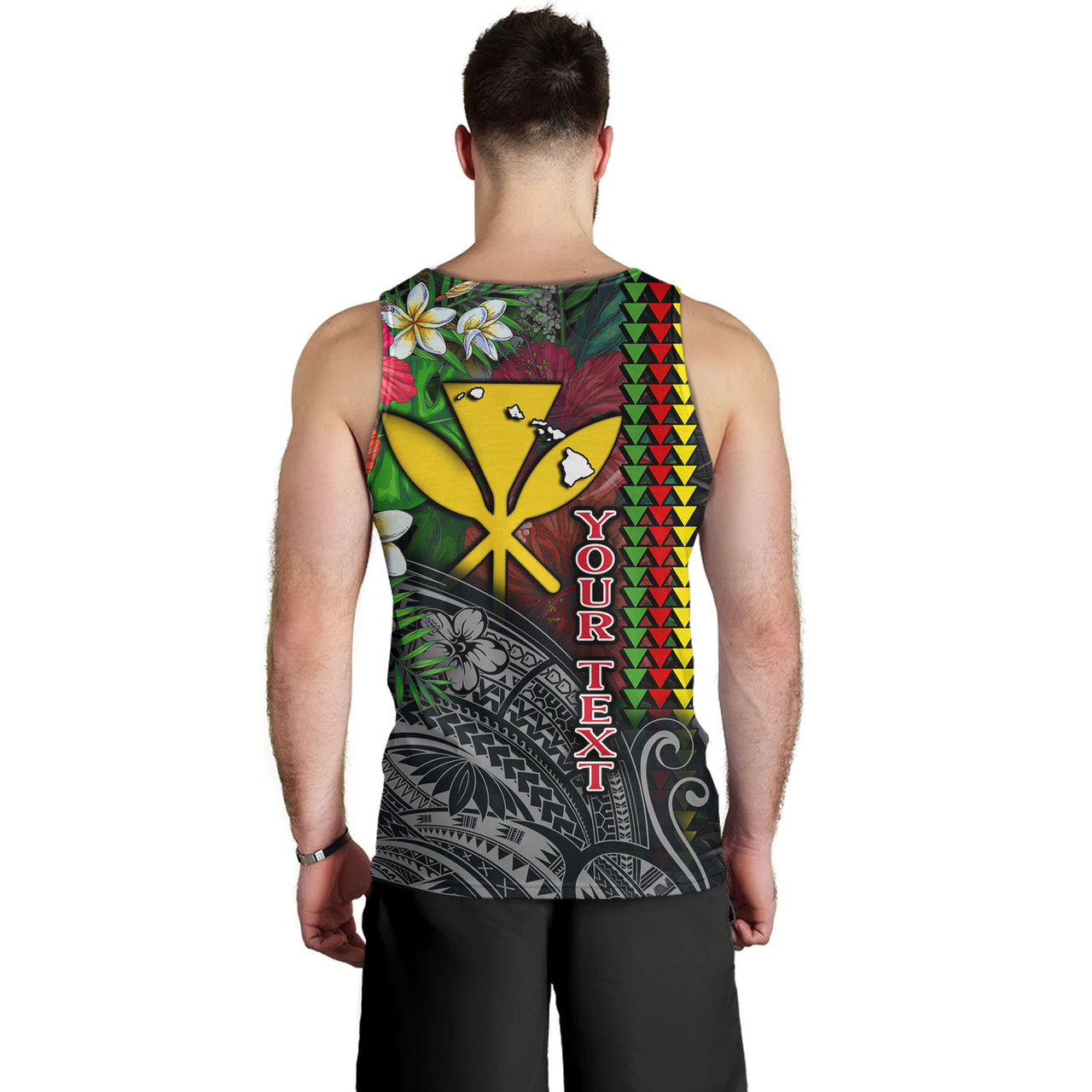 Hawaii Custom Personalised Tank Top Hibiscus And Plumeria With Palm Branches Vintage Style
