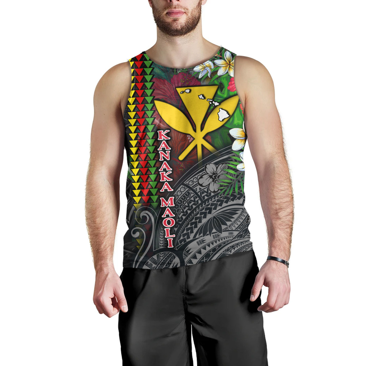 Hawaii Custom Personalised Tank Top Hibiscus And Plumeria With Palm Branches Vintage Style