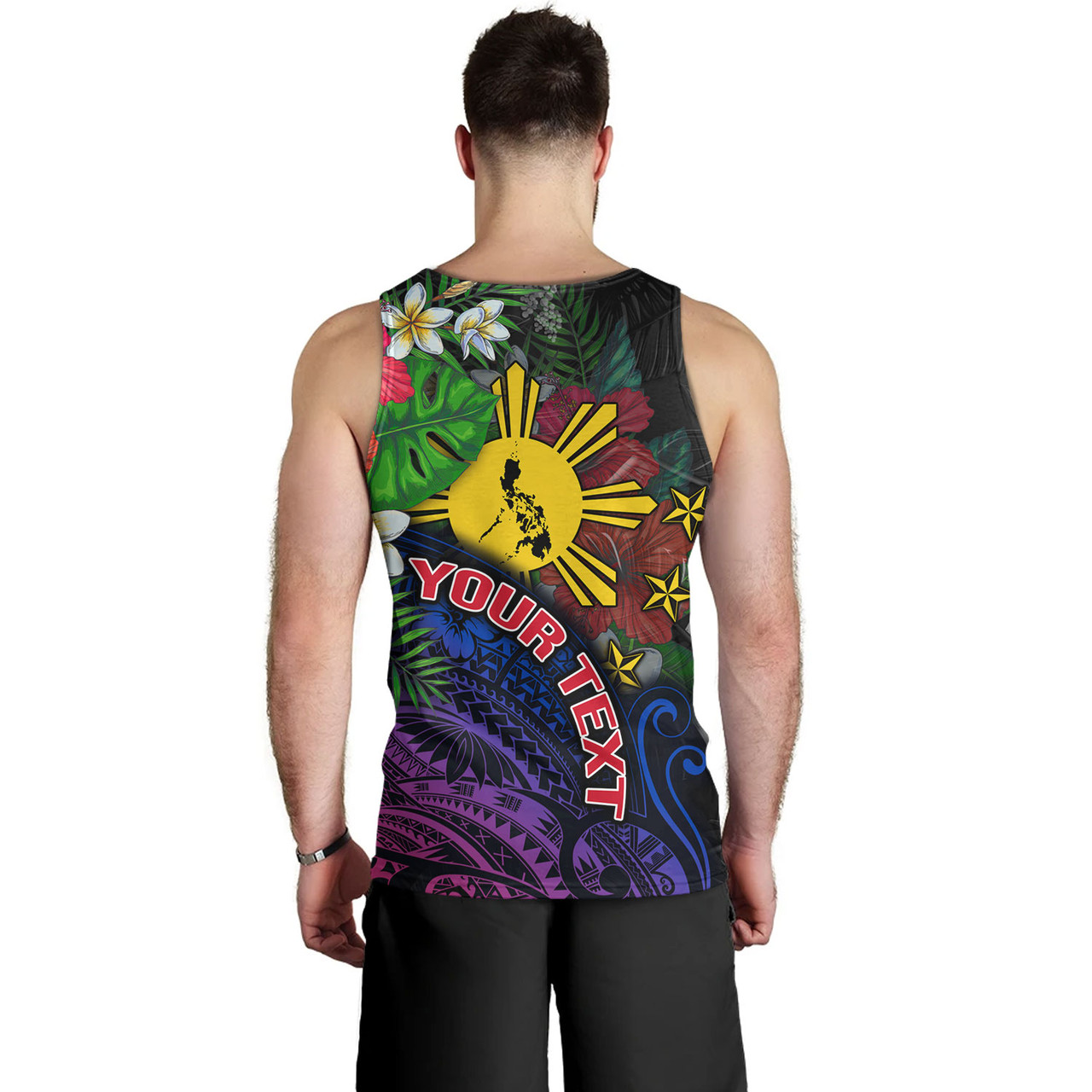 Philippines Filipinos Custom Personalised Tank Top Hibiscus And Plumeria With Palm Branches Vintage Style