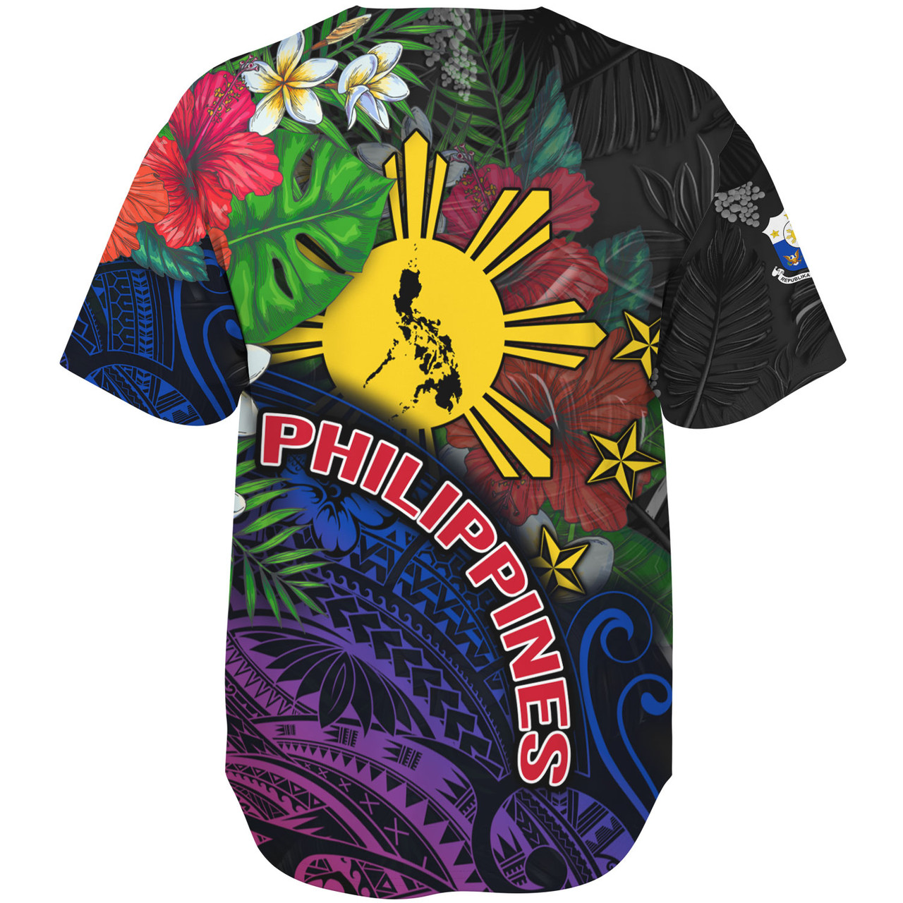 Philippines Filipinos Custom Personalised Baseball Shirt Hibiscus And Plumeria With Palm Branches Vintage Style