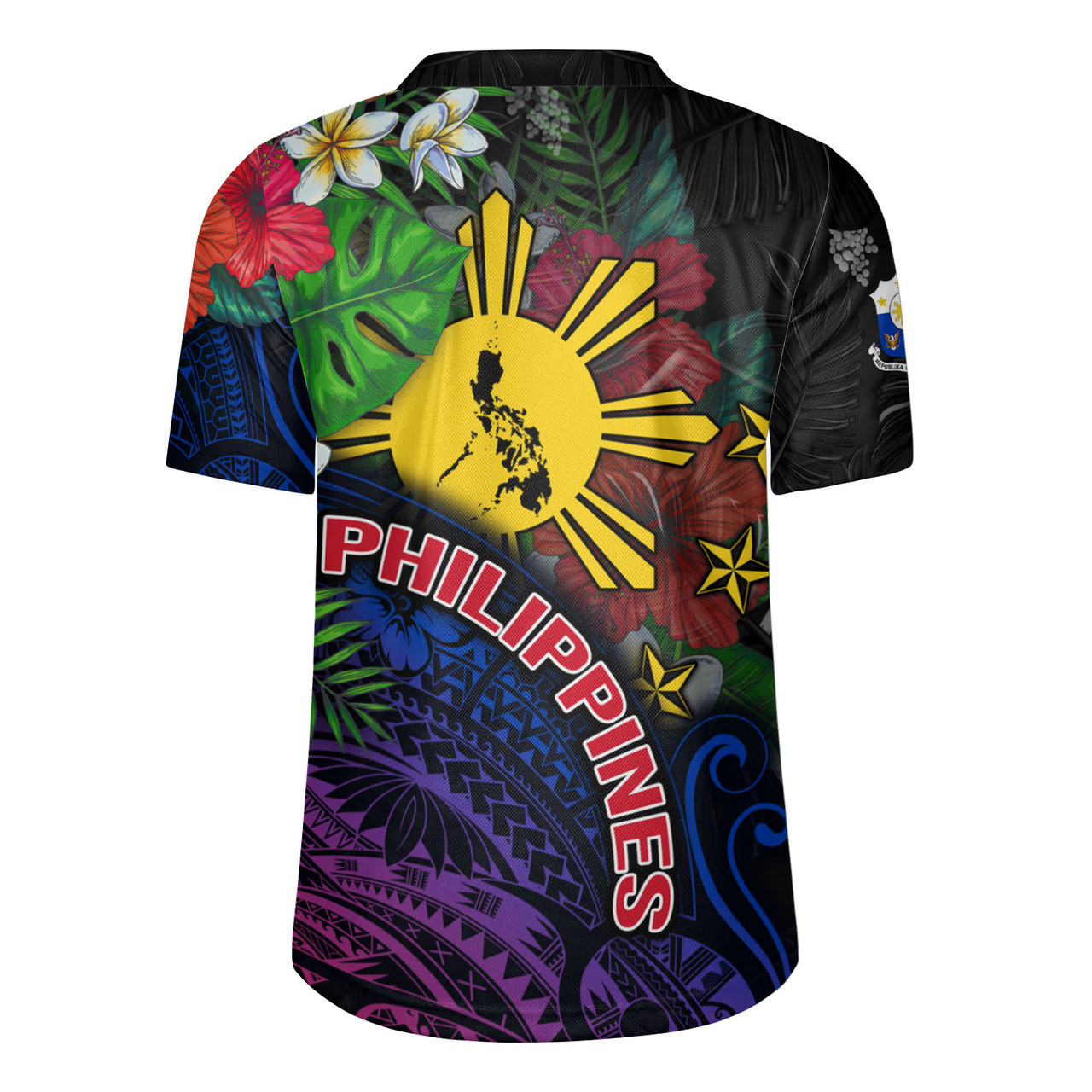 Philippines Filipinos Custom Personalised Rugby Jersey Hibiscus And Plumeria With Palm Branches Vintage Style