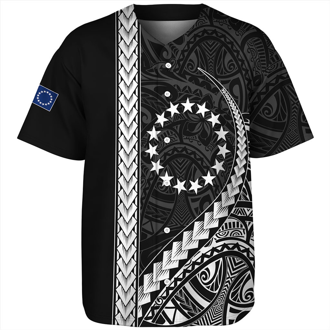 Cook Islands Baseball Shirt Tribal Polynesian Coat Of Arms