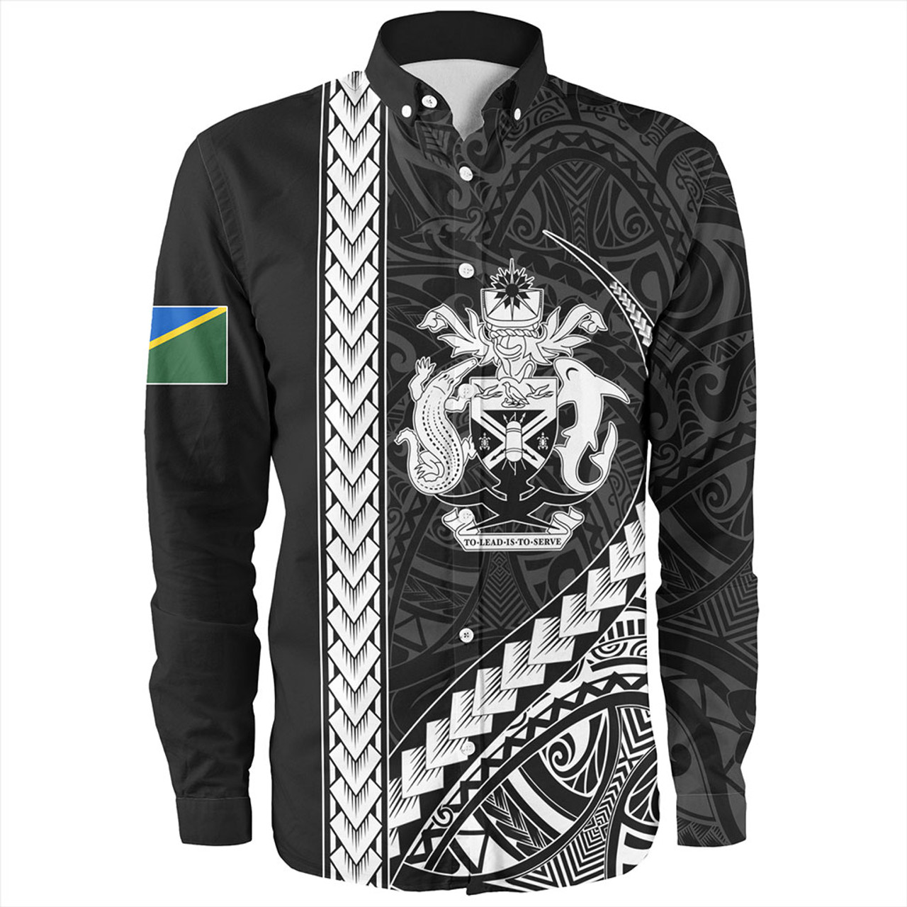 Solomon Islands Long Sleeve Shirt Tribal Melanesian Coat Of Arms