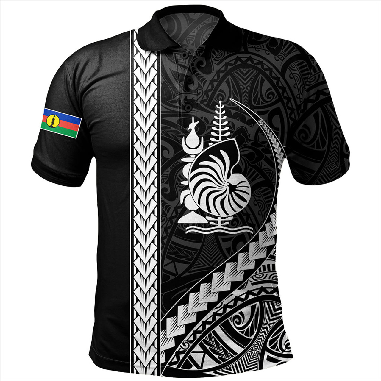 New Caledonia Polo Shirt Tribal Melanesian Coat Of Arms