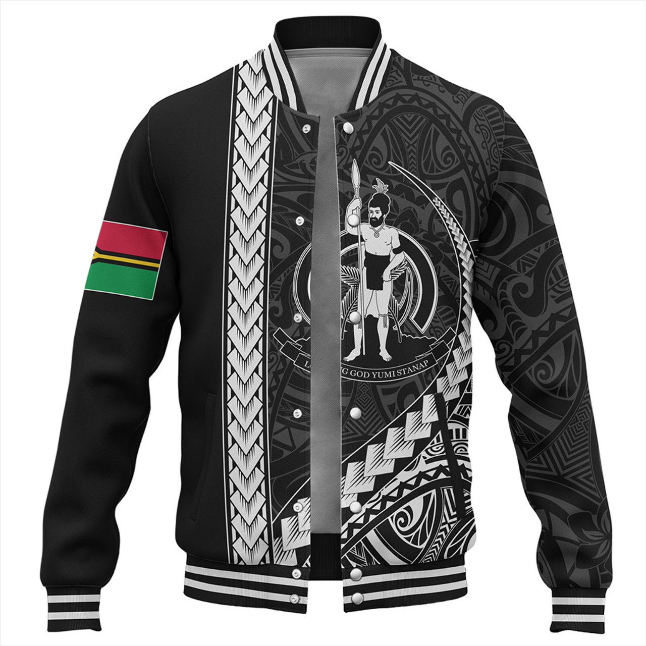 Vanuatu Baseball Jacket Tribal Melanesian Coat Of Arms