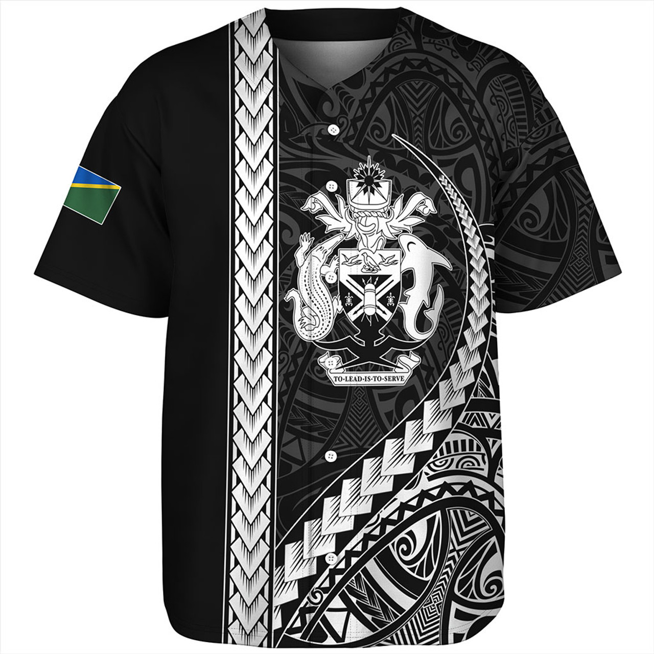 Solomon Islands Baseball Shirt Tribal Melanesian Coat Of Arms