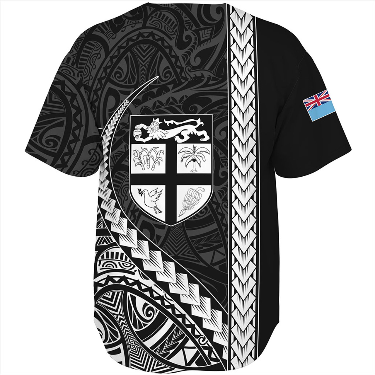 Fiji Baseball Shirt Tribal Melanesian Coat Of Arms