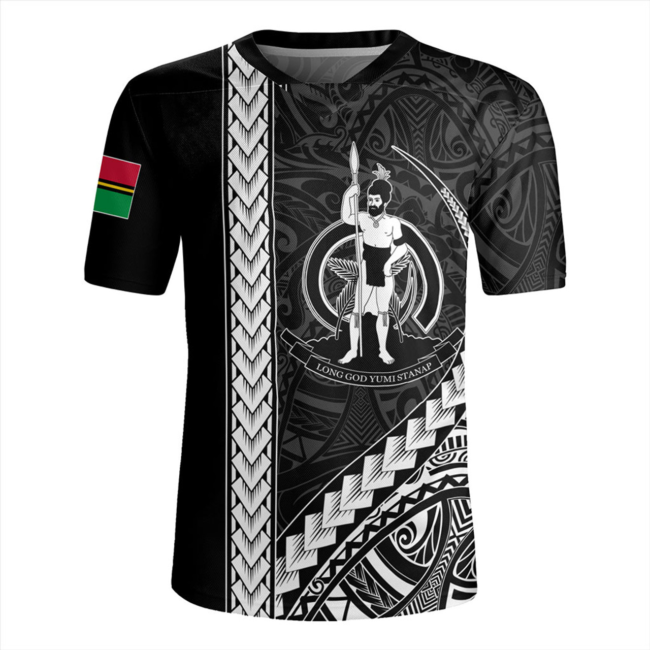 Vanuatu Rugby Jersey Tribal Melanesian Coat Of Arms