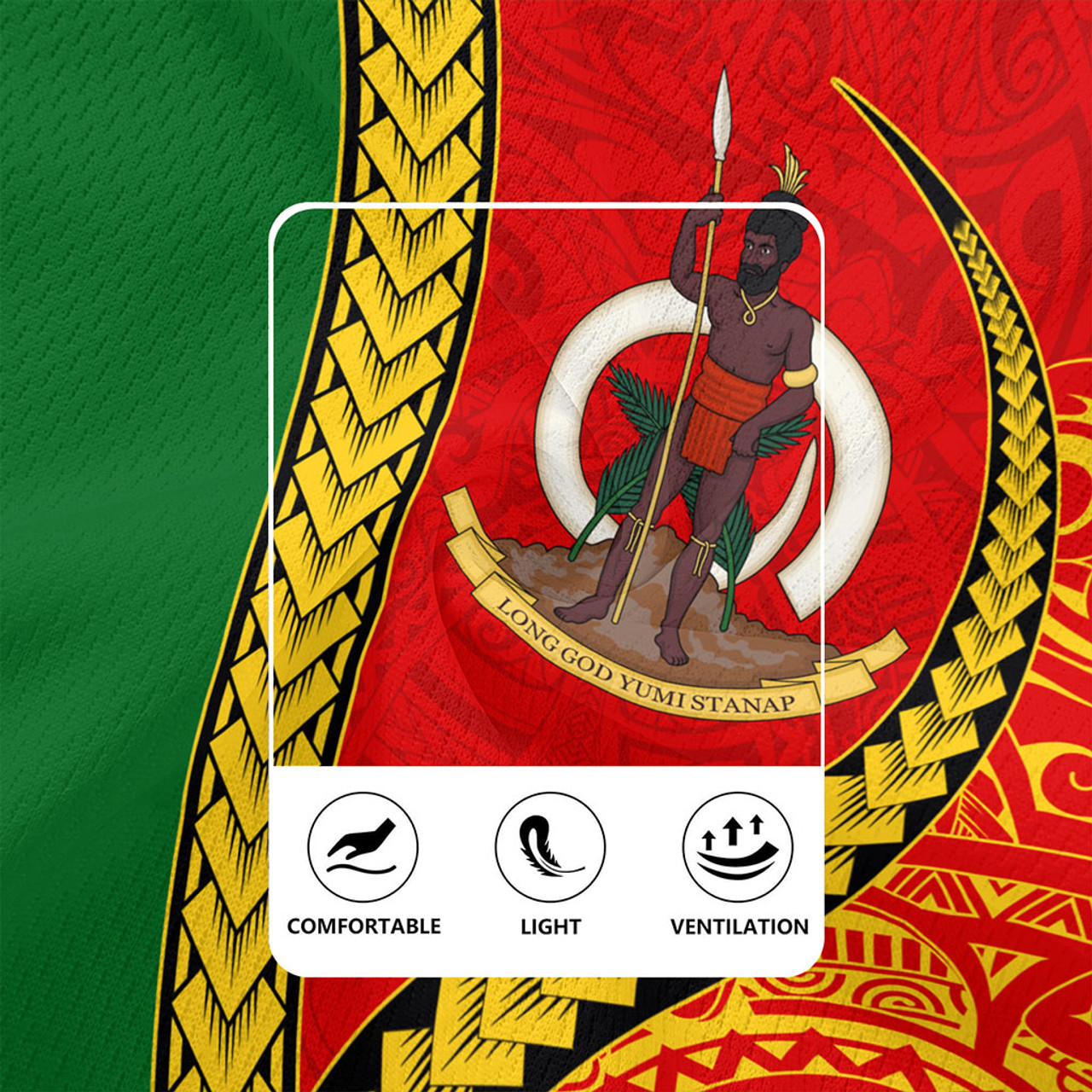 Vanuatu Rugby Jersey Tribal Melanesian Flag And Coat Of Arms