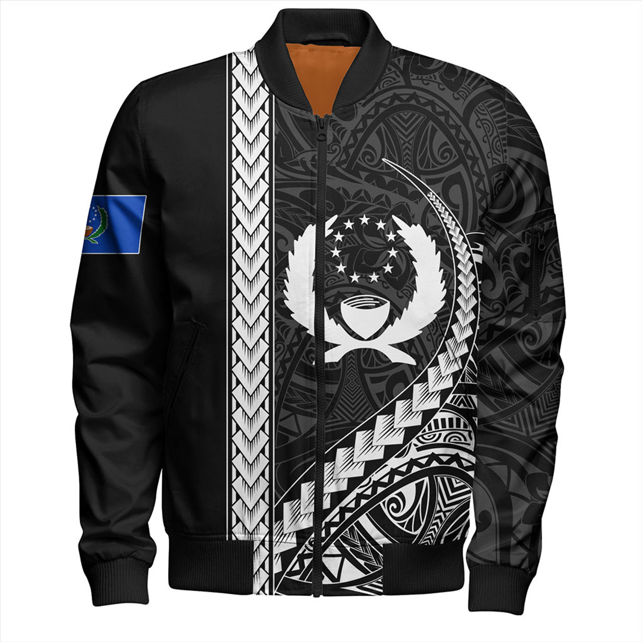 Pohnpei State Bomber Jacket Tribal Micronesian Coat Of Arms