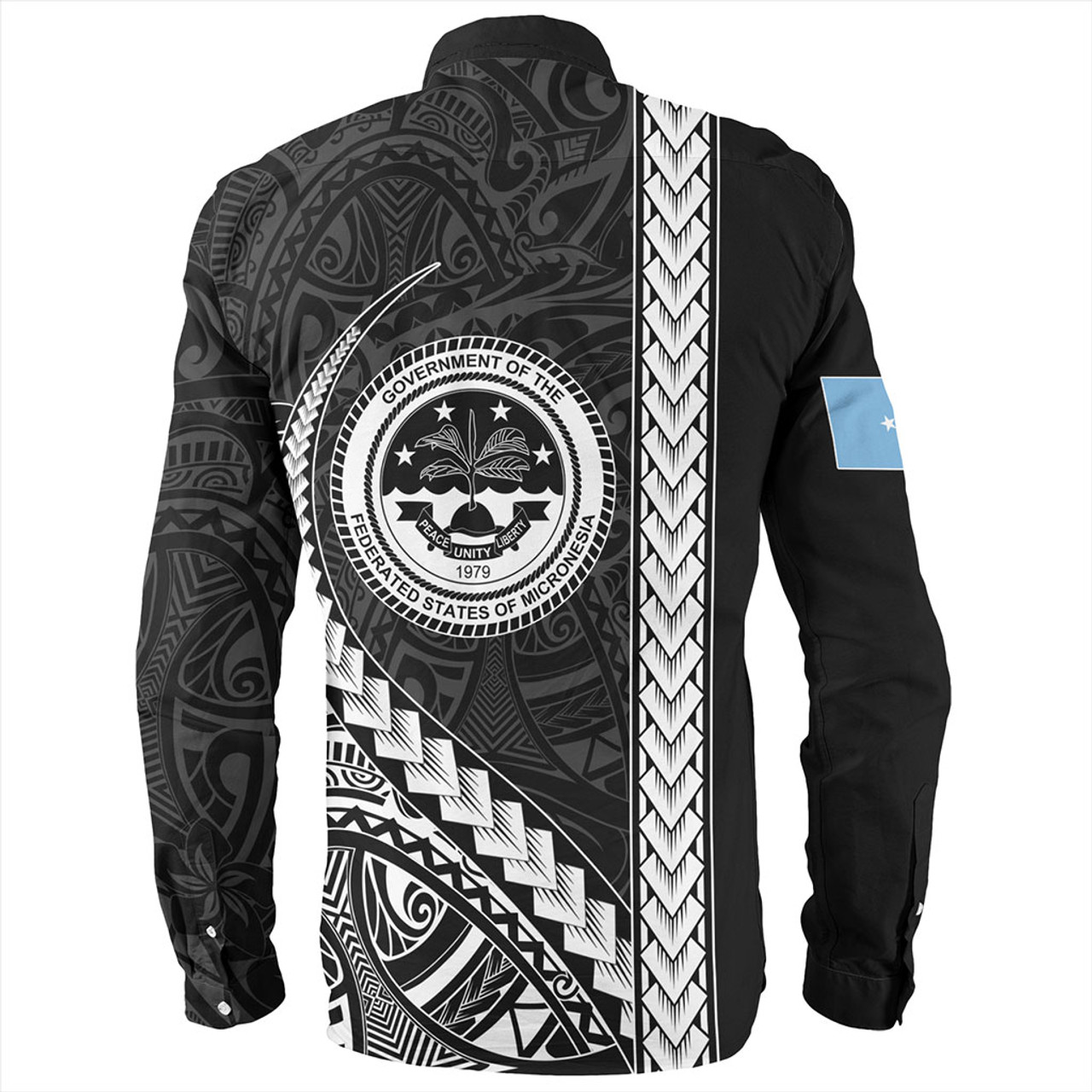 Federated States Of Micronesia Long Sleeve Shirt Tribal Micronesian Coat Of Arms