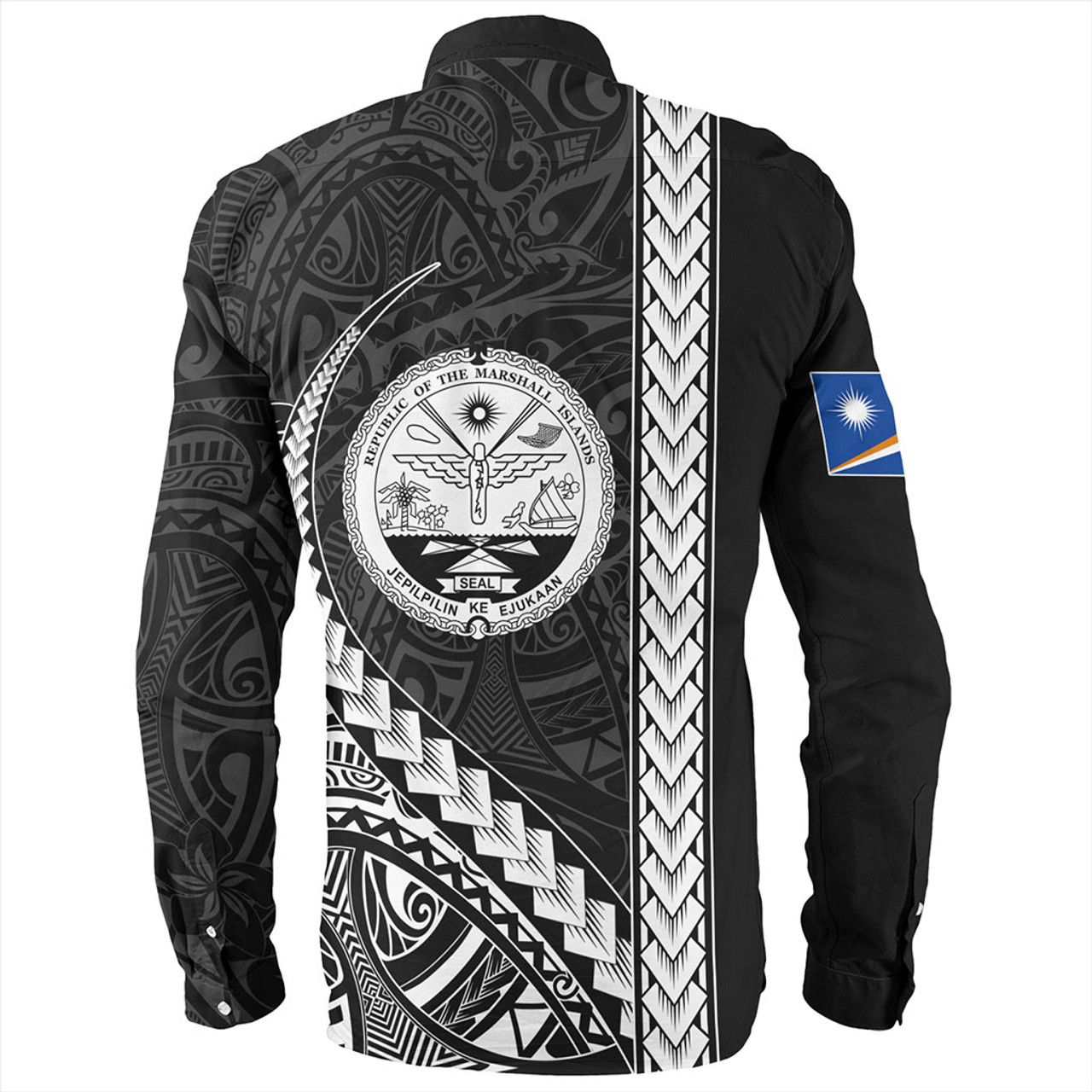 Marshall Islands Long Sleeve Shirt Tribal Micronesian Coat Of Arms