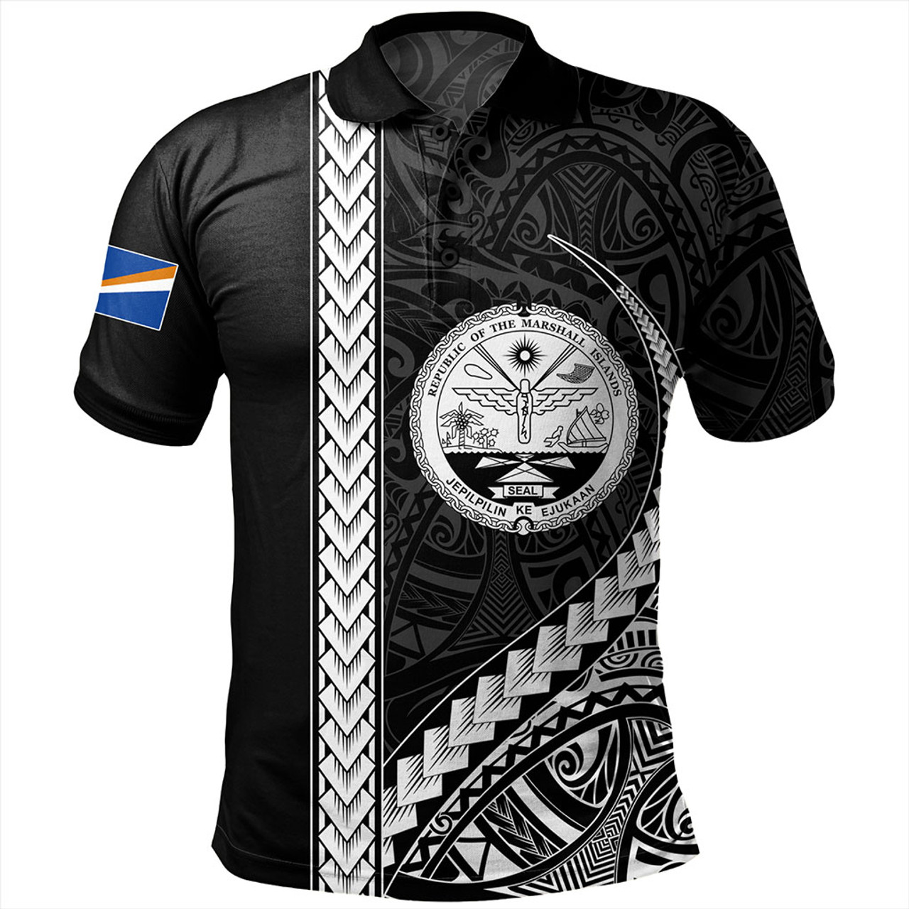 Marshall Islands Polo Shirt Tribal Micronesian Coat Of Arms