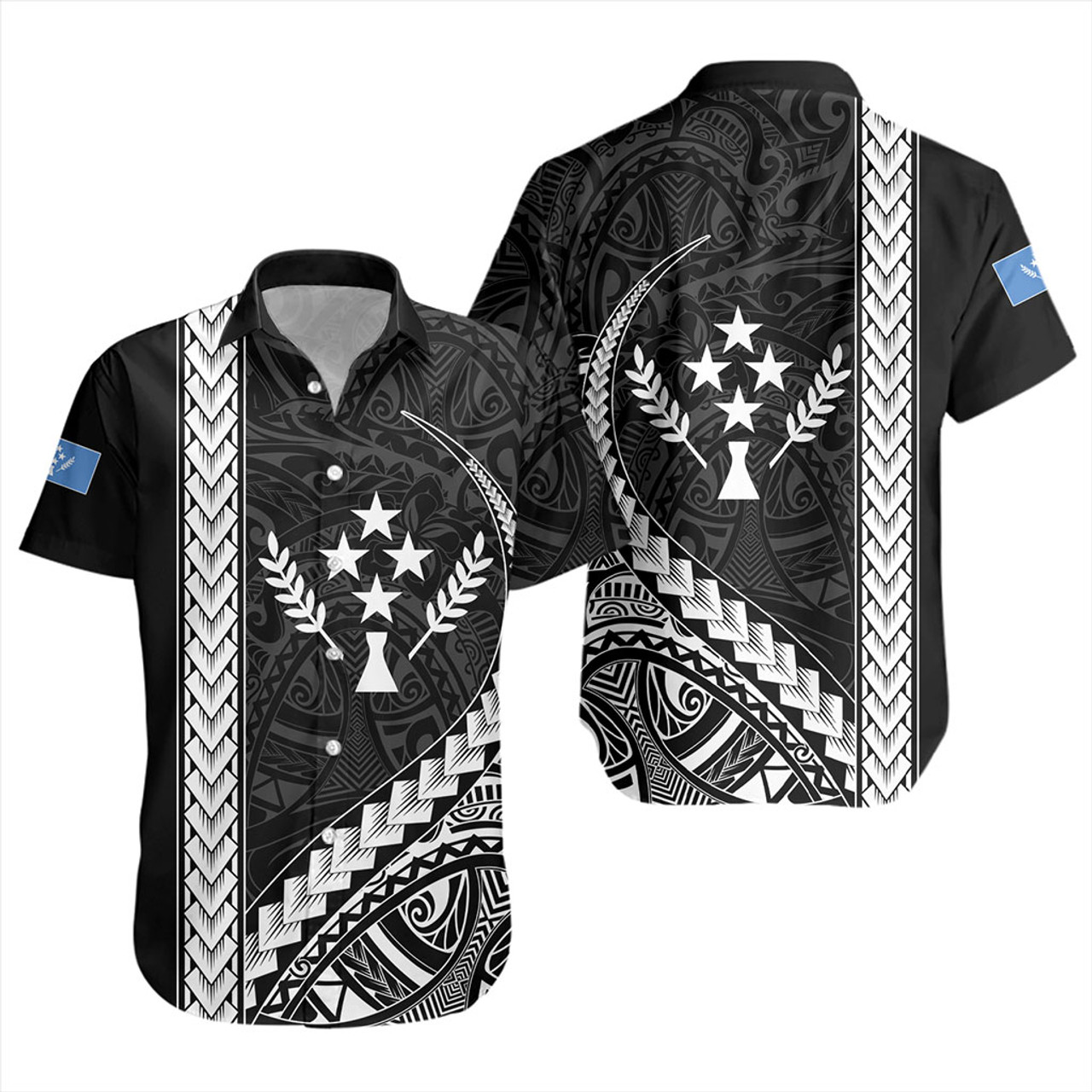 Kosrae Short Sleeve Shirt Tribal Micronesian Coat Of Arms