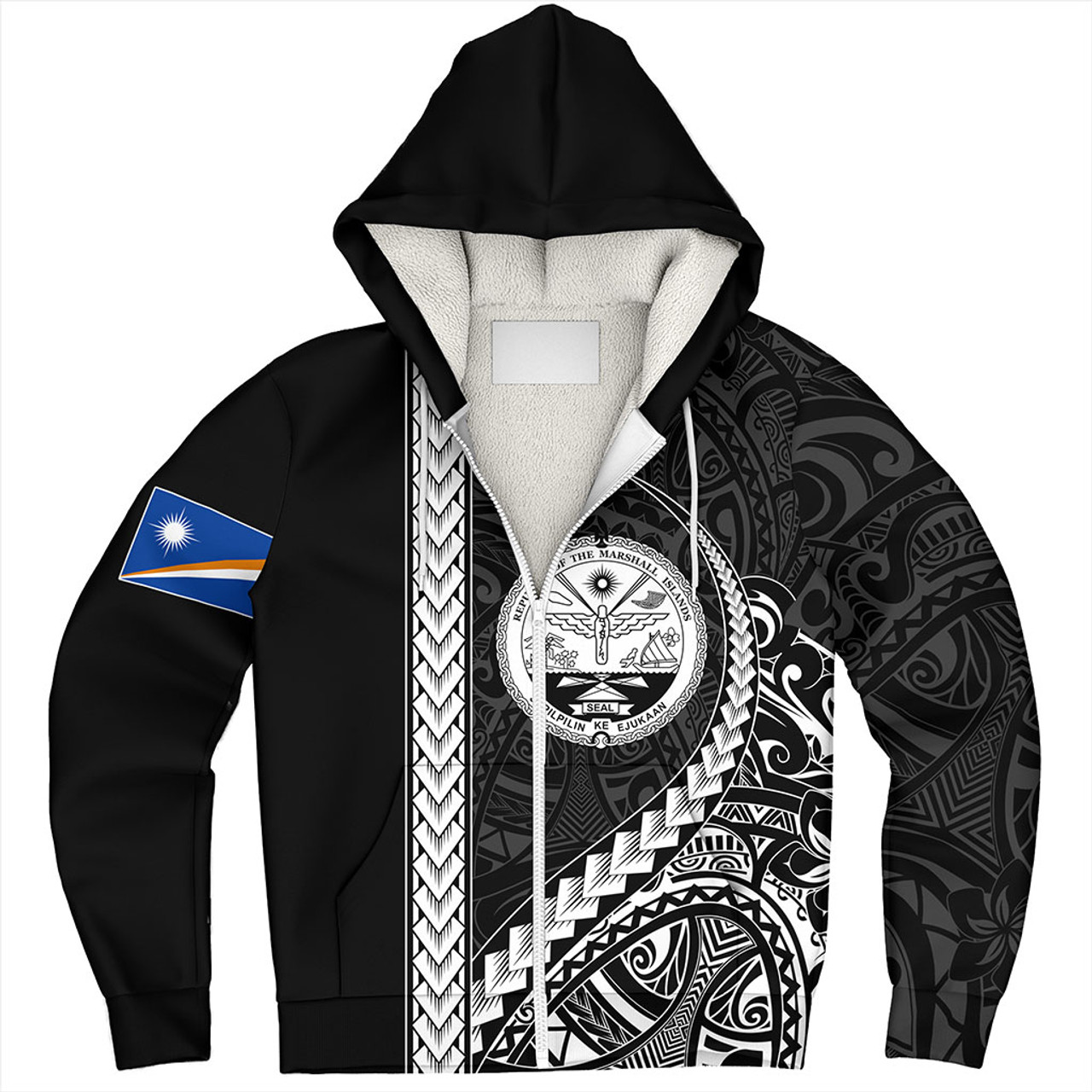 Marshall Islands Sherpa Hoodie Tribal Micronesian Coat Of Arms