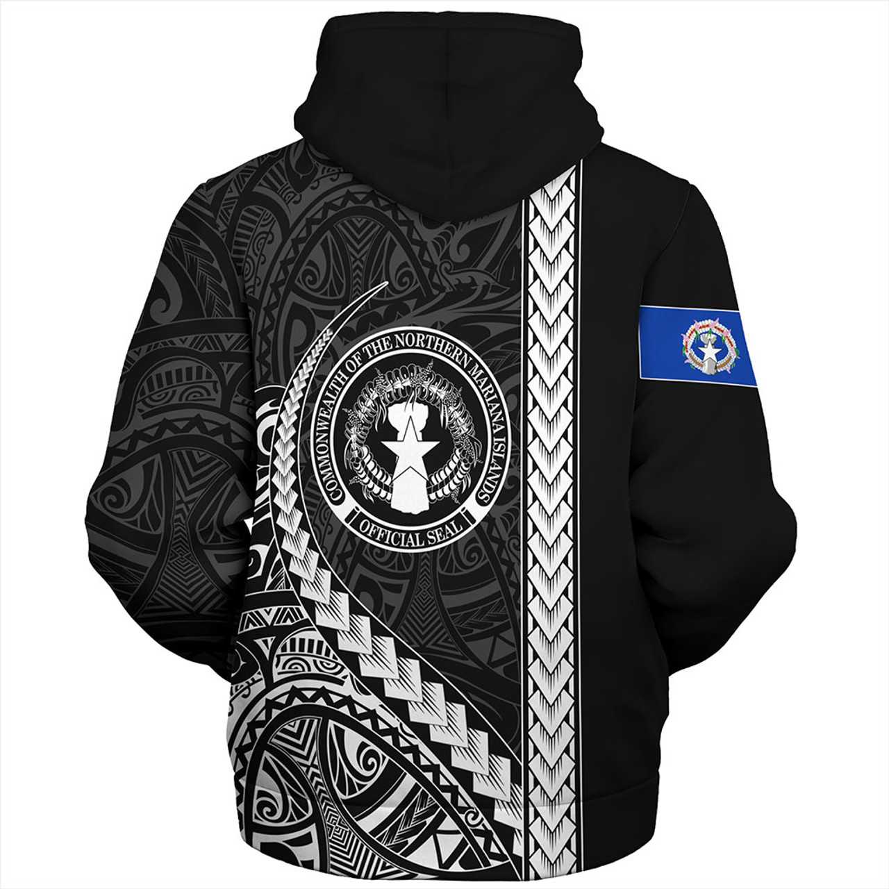 Northern Mariana Islands Sherpa Hoodie Tribal Micronesian Coat Of Arms