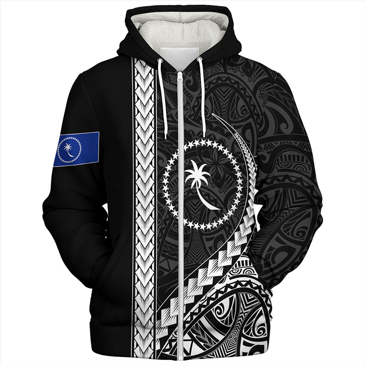 Chuuk State Sherpa Hoodie Tribal Micronesian Coat Of Arms