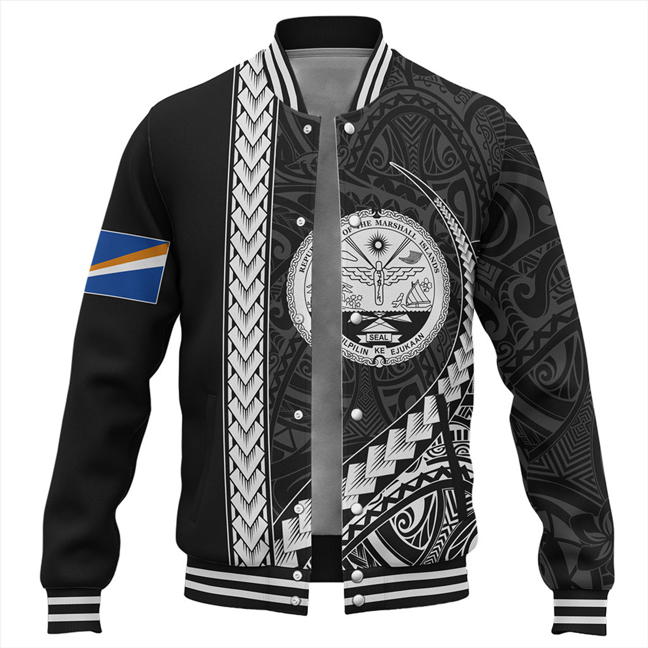 Marshall Islands Baseball Jacket Tribal Micronesian Coat Of Arms