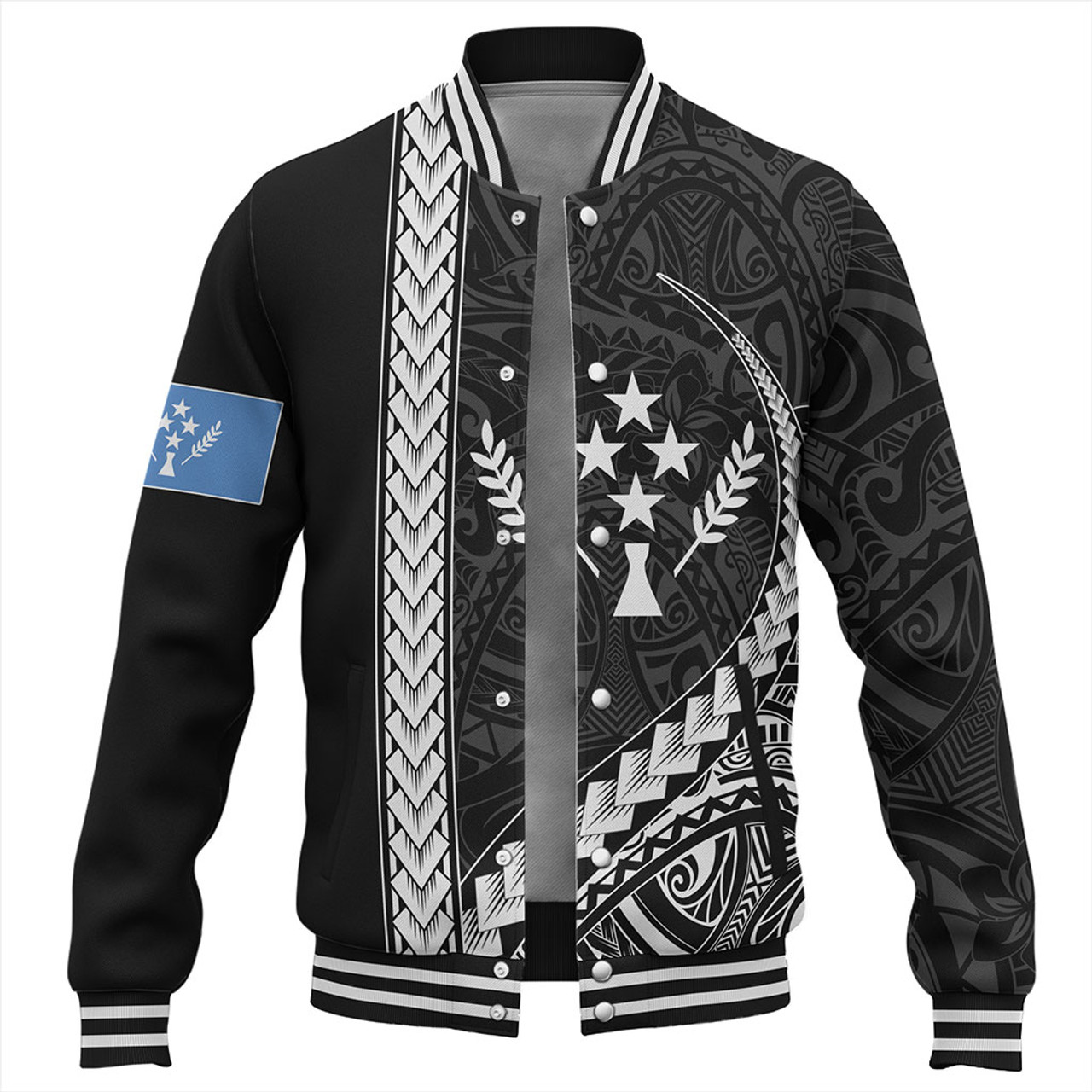 Kosrae Baseball Jacket Tribal Micronesian Coat Of Arms