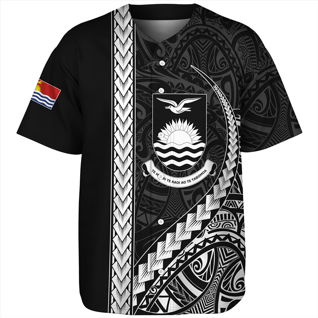 Kiribati Baseball Shirt Tribal Micronesian Coat Of Arms