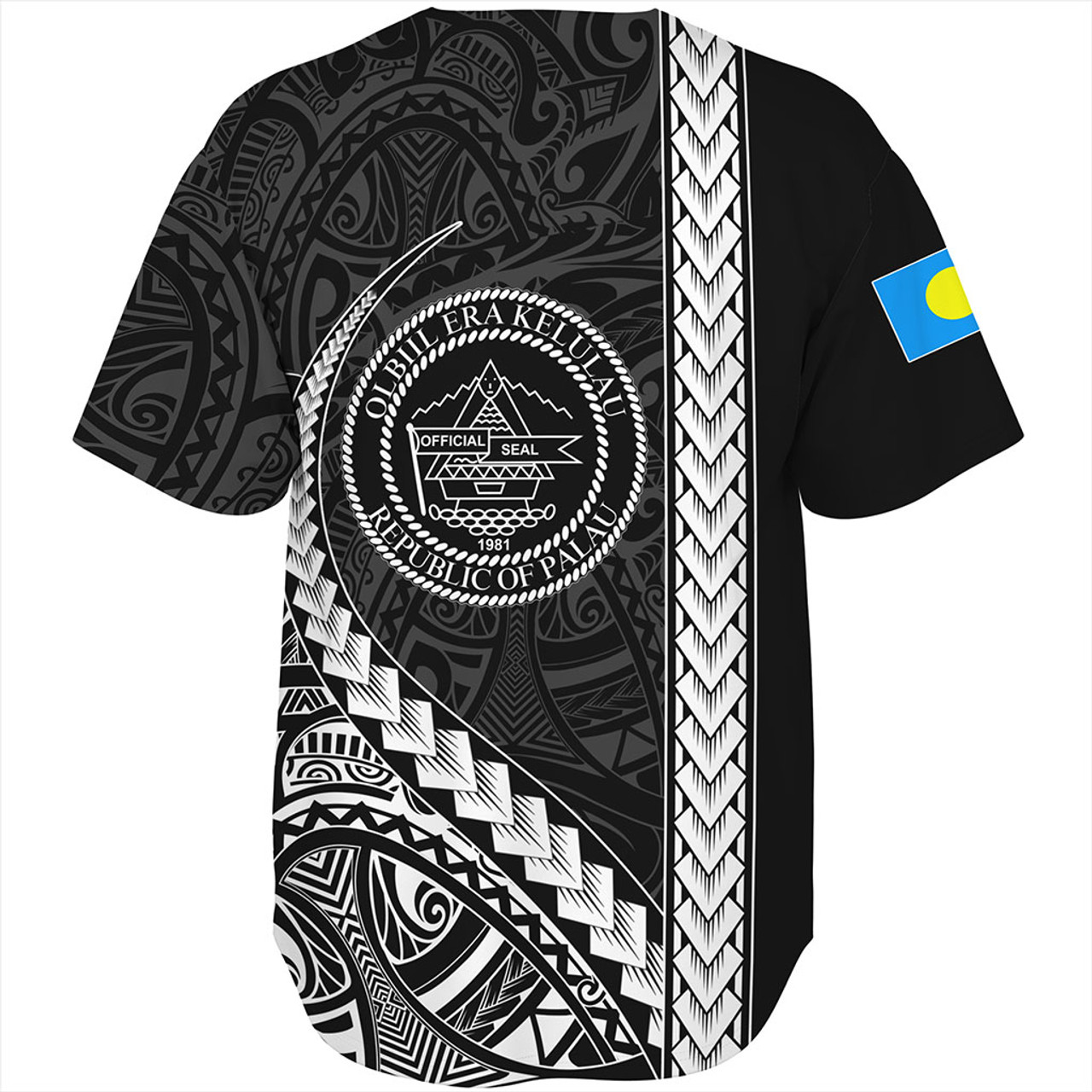 Palau Baseball Shirt Tribal Micronesian Coat Of Arms