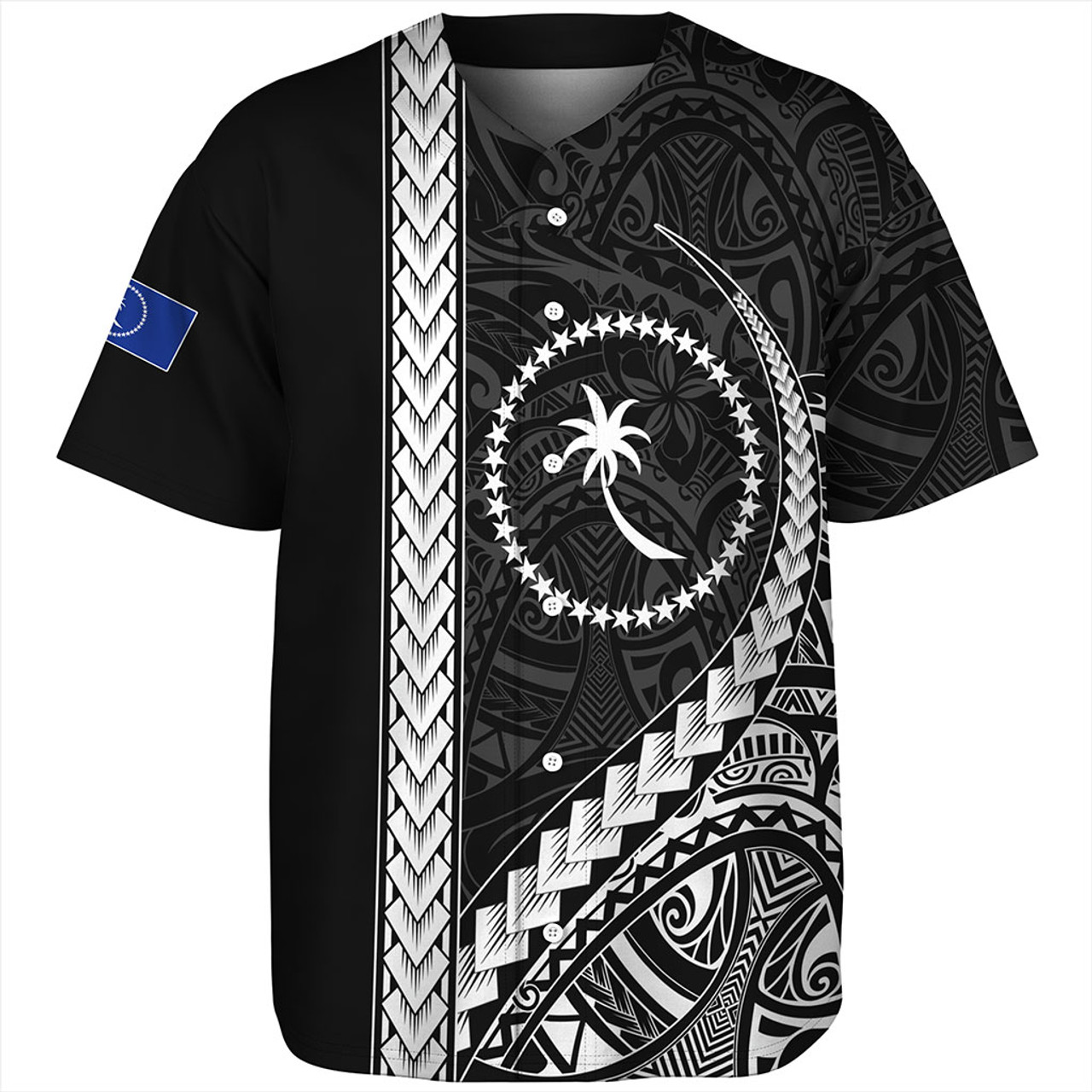 Chuuk State Baseball Shirt Tribal Micronesian Coat Of Arms