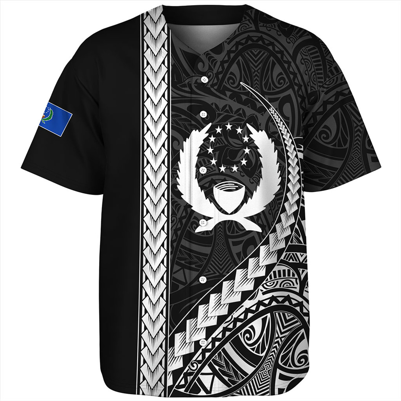 Pohnpei State Baseball Shirt Tribal Micronesian Coat Of Arms