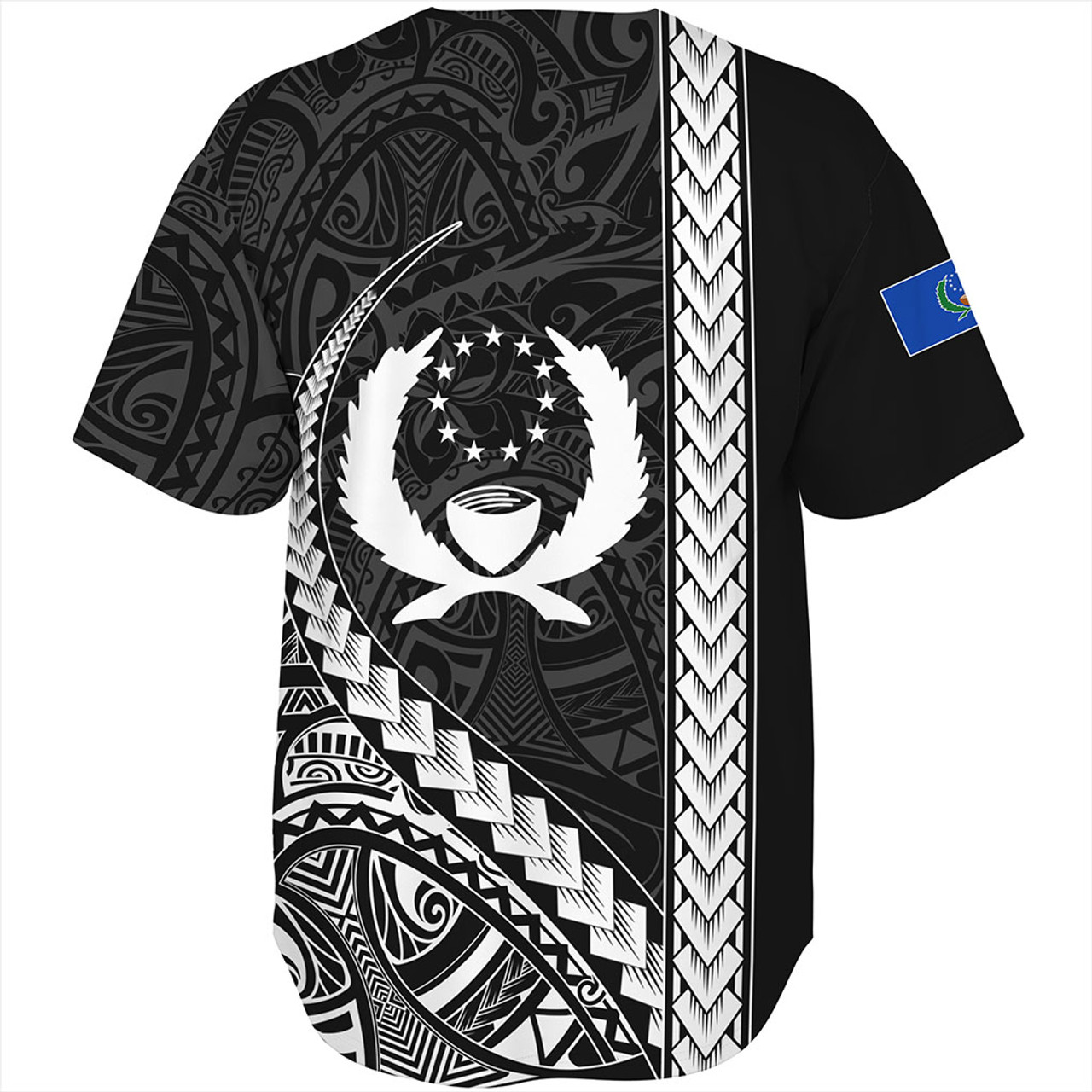 Pohnpei State Baseball Shirt Tribal Micronesian Coat Of Arms