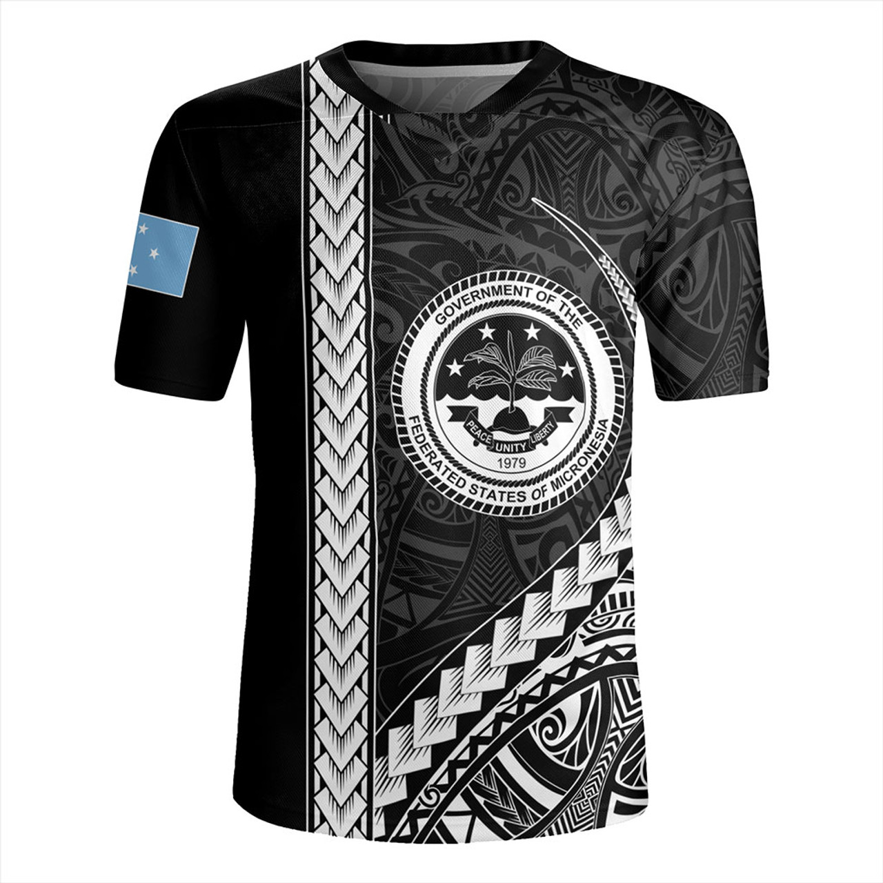 Federated States Of Micronesia Rugby Jersey Tribal Micronesian Coat Of Arms