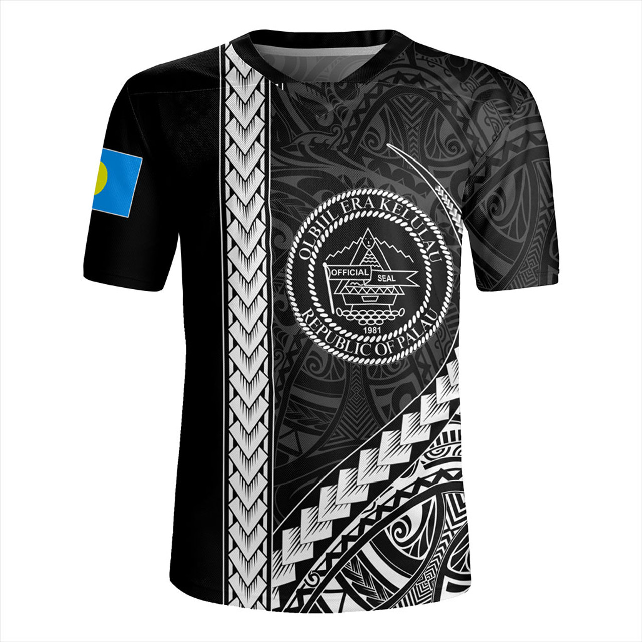 Palau Rugby Jersey Tribal Micronesian Coat Of Arms