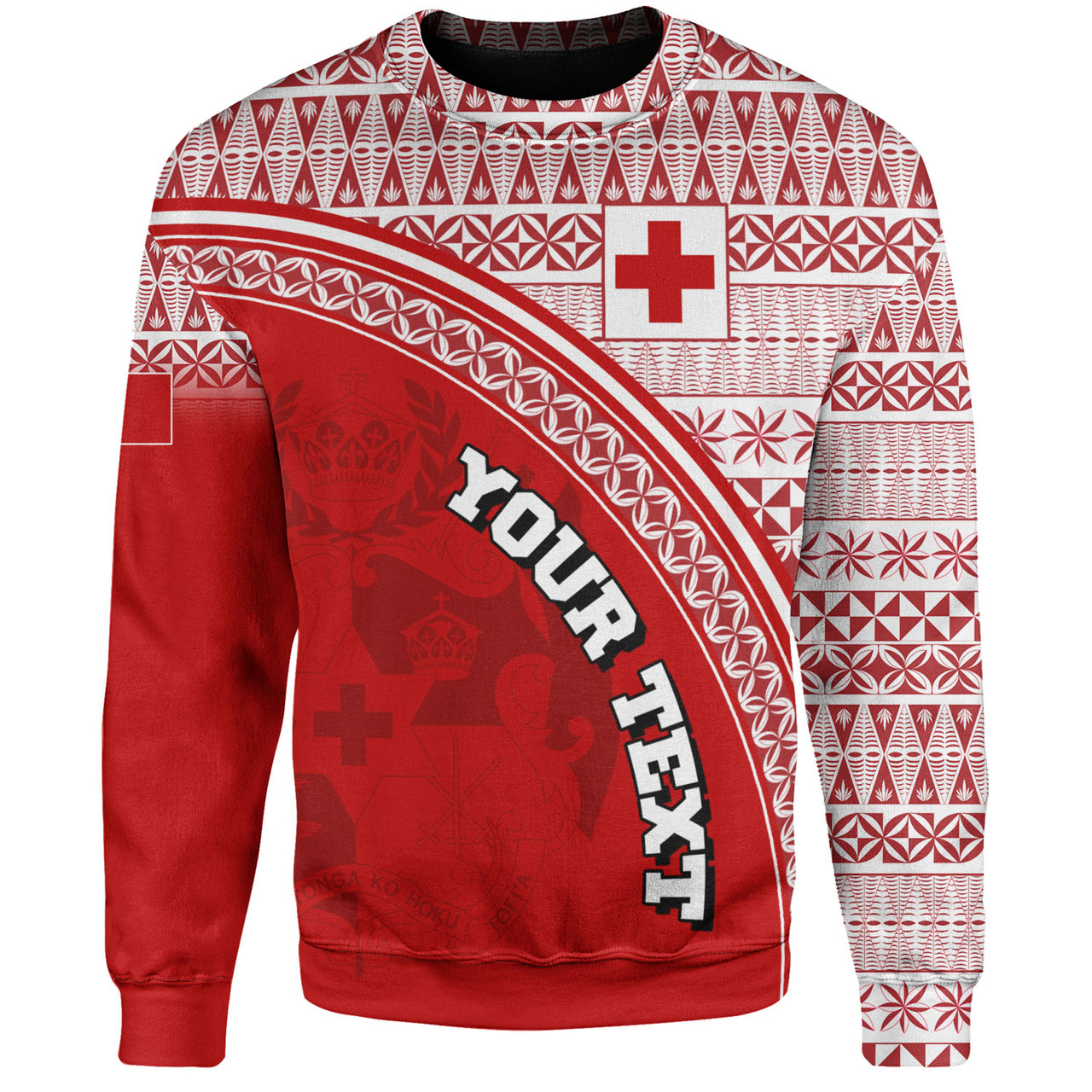 Tonga Custom Personalised Sweatshirt Tongan Ngatu Pattern Curve Style