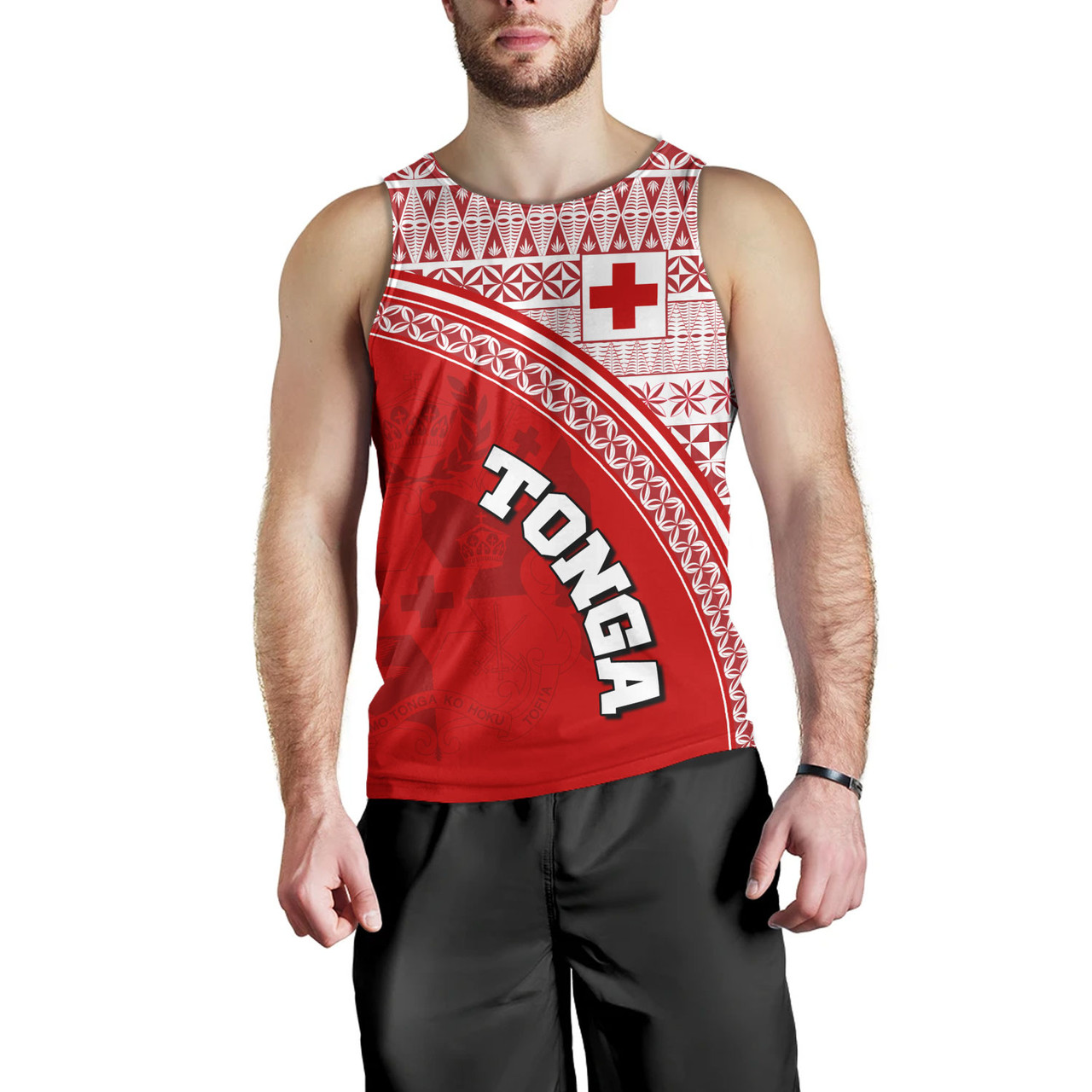 Tonga Custom Personalised Tank Top Tongan Ngatu Pattern Curve Style