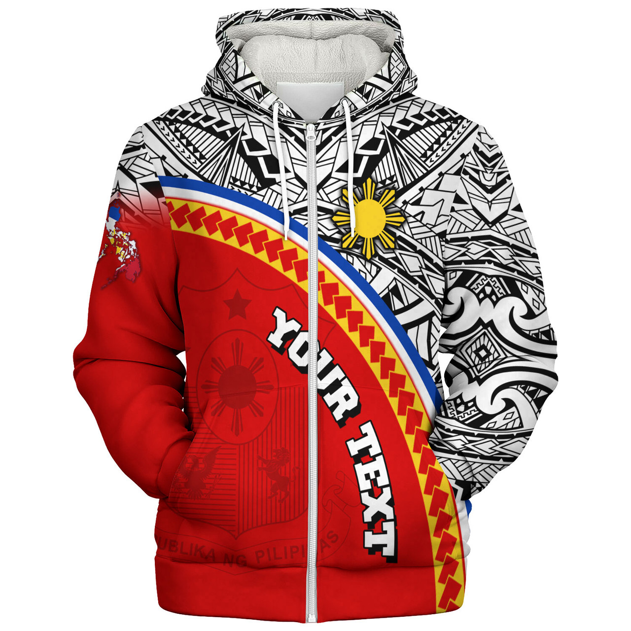 Philippines Filipinos Custom Personalised Sherpa Hoodie Tribal Patterns Curve Style