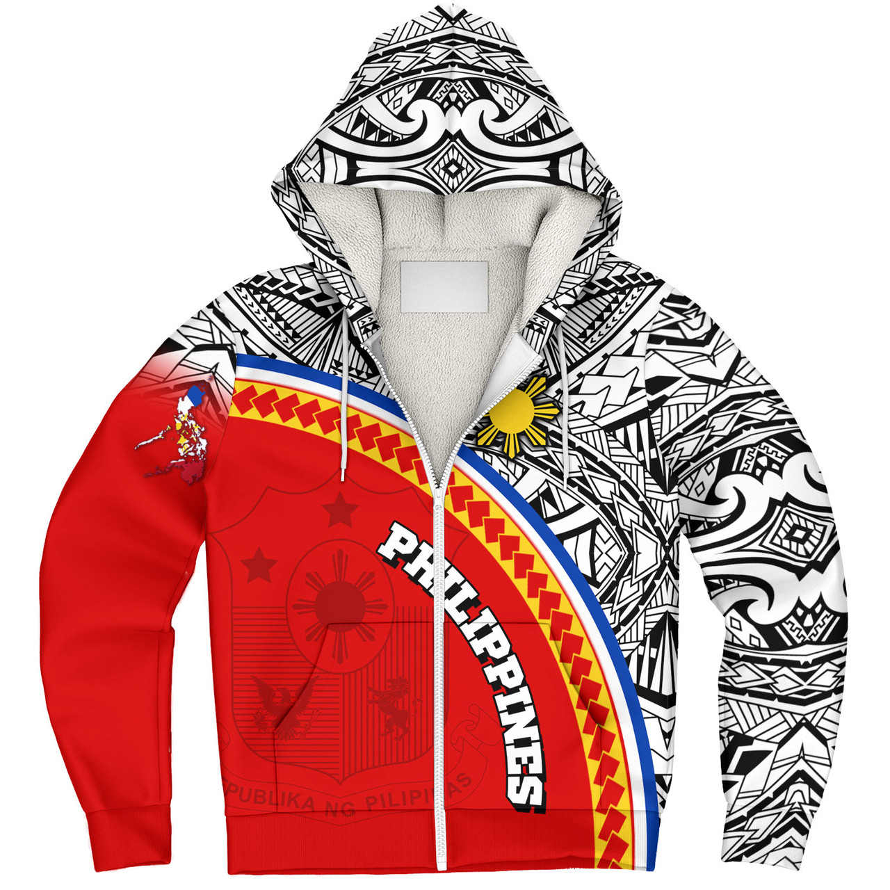 Philippines Filipinos Custom Personalised Sherpa Hoodie Tribal Patterns Curve Style