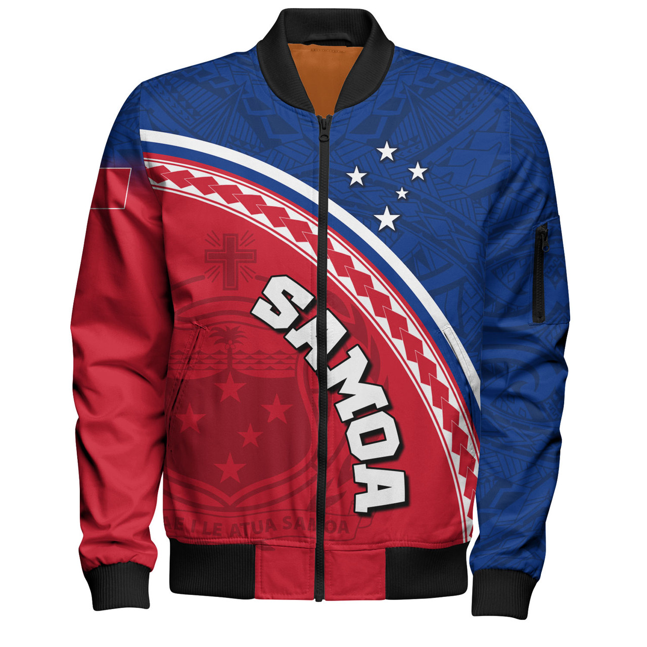 Samoa Custom Personalised Bomber Jacket Polynesian Tribal Patterns Curve Style