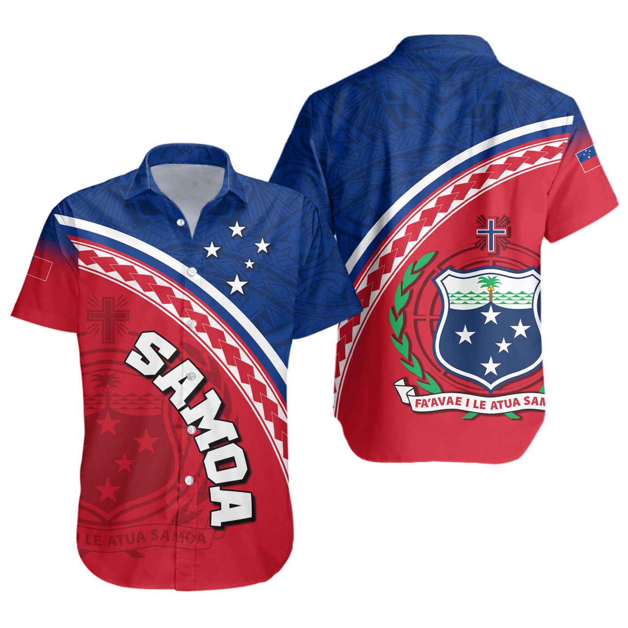Samoa Custom Personalised Short Sleeve Shirt Polynesian Tribal Patterns Curve Style