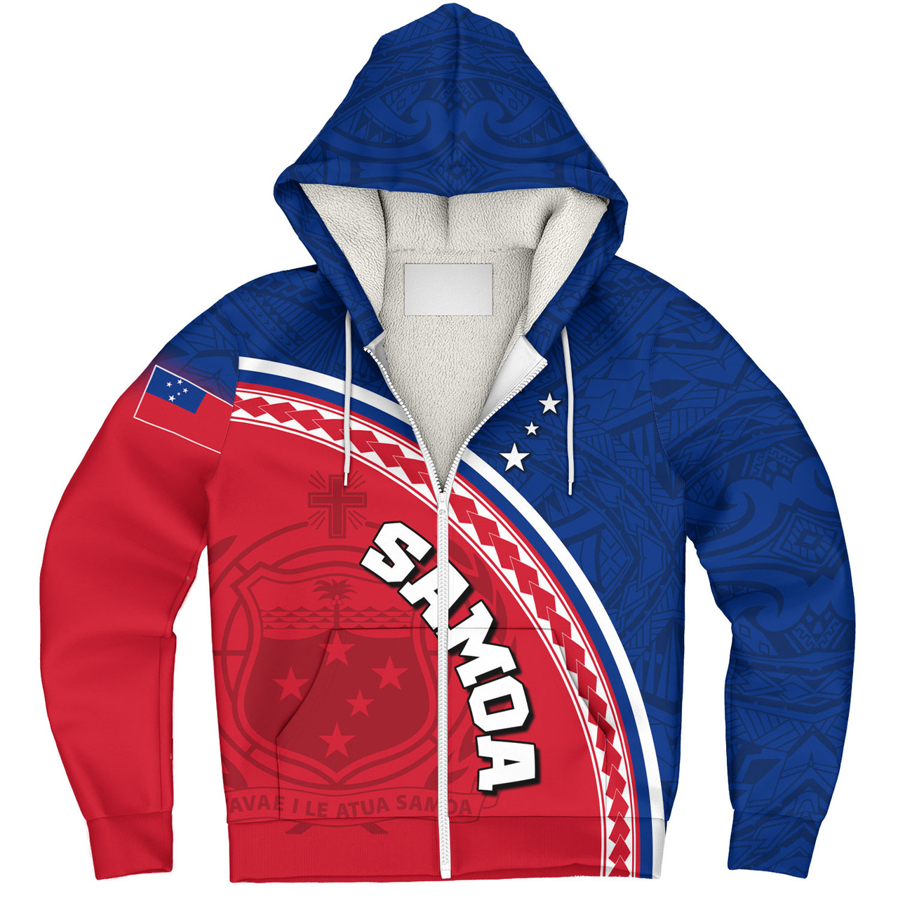 Samoa Custom Personalised Sherpa Hoodie Polynesian Tribal Patterns Curve Style