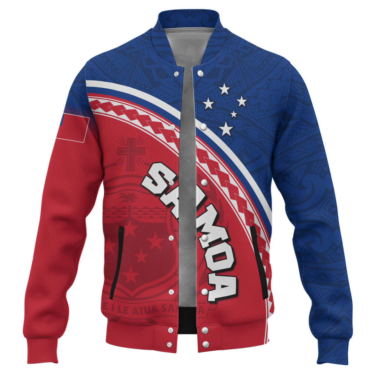 Samoa Custom Personalised Baseball Jacket Polynesian Tribal Patterns Curve Style